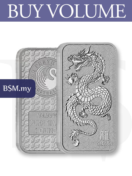 Perth Mint Lunar Dragon 1 oz Silver Bar (Tube of 20)