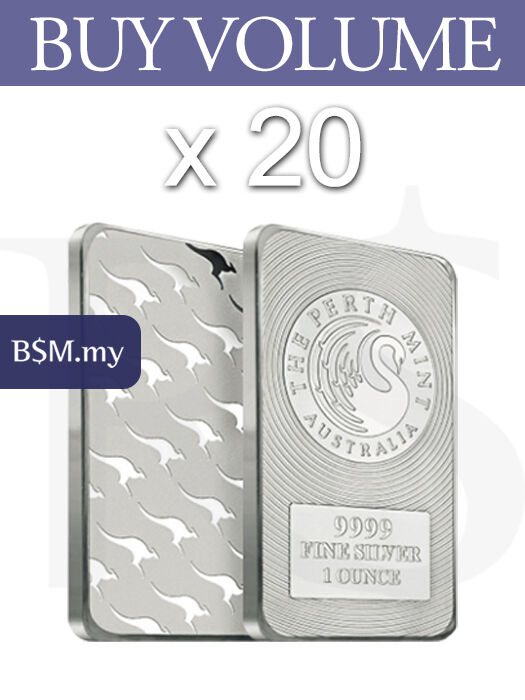 Perth Mint Kangaroo 1 oz Silver Bar (Tube of 20)