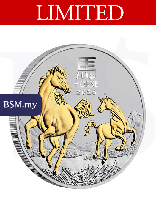 2026 Perth Mint Gold Gilded Horse 1 oz Silver Coin (with Box)