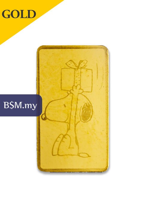 Peanuts Christmas Charlie Brown & Snoopy 0.5 gram Gold Bar