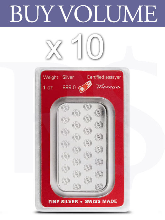 Buy Volume: 10 or more Argor Heraeus 1oz Silver Bar (Switzerland)