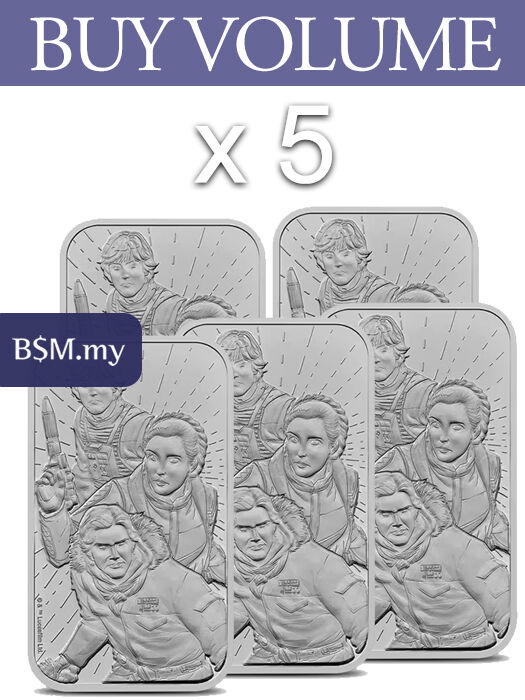 Buy Volume: 5 or more Royal Mint Star Wars Light Side 1oz Silver Bar