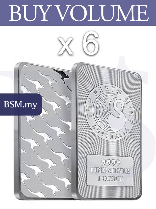 Buy Volume: 6 or Perth Mint Kangaroo 1 oz Silver Bar