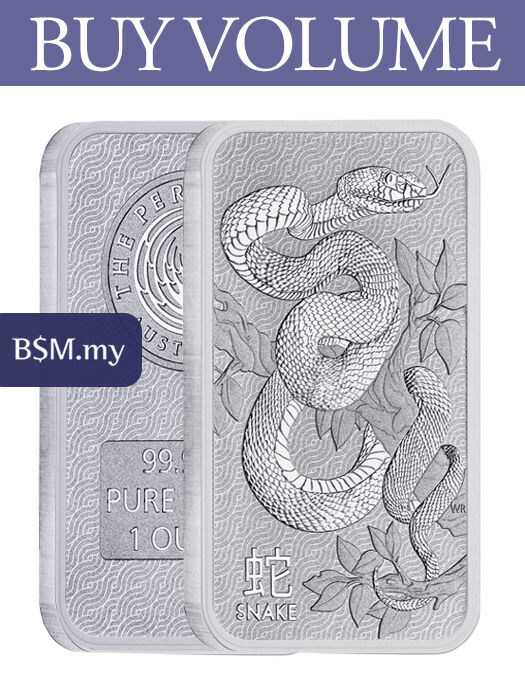 Perth Mint Lunar Snake 1 oz Silver Bar (Tube of 20)