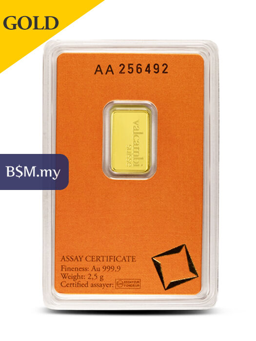Valcambi Suisse 2.5 gram 999 Gold Bar
