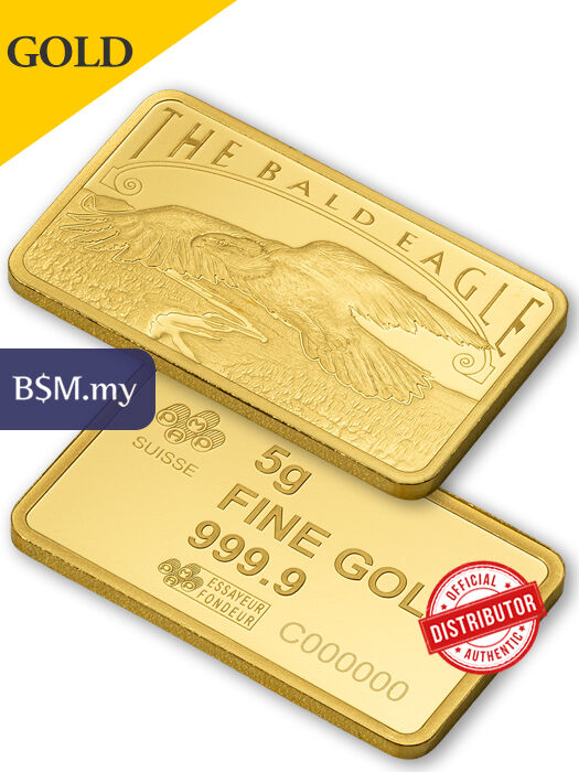 PAMP America Free Bald Eagle 5 gram Gold Bar