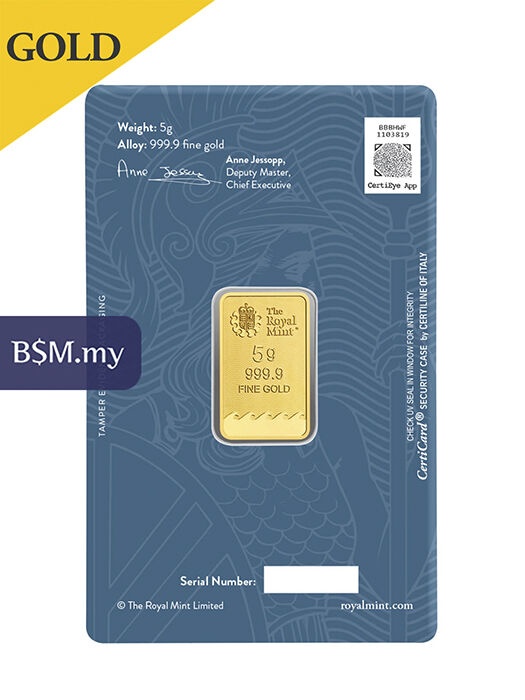 Royal Mint Britannia 5 gram Gold Bar