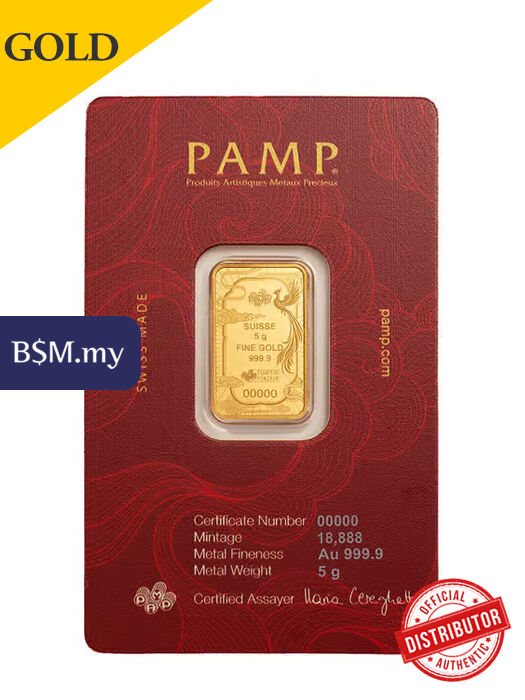 PAMP Good Luck Phoenix 5 gram Gold Bar