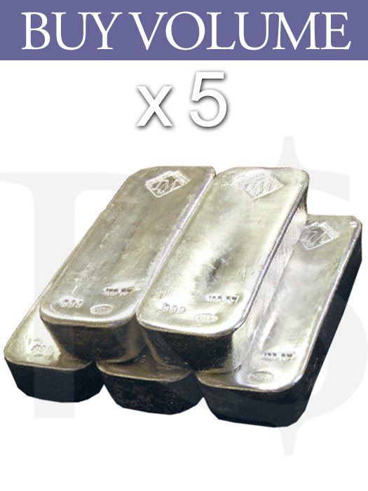 Buy Volume: 5 or more Johnson Matthey (JM) 100 oz Silver Bars