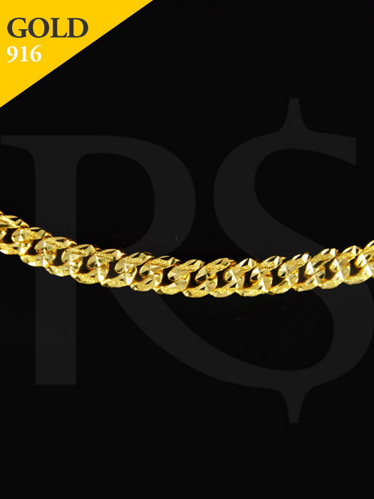 Bracelet Curb Diamond Pattern 916 Gold 15.15 gram