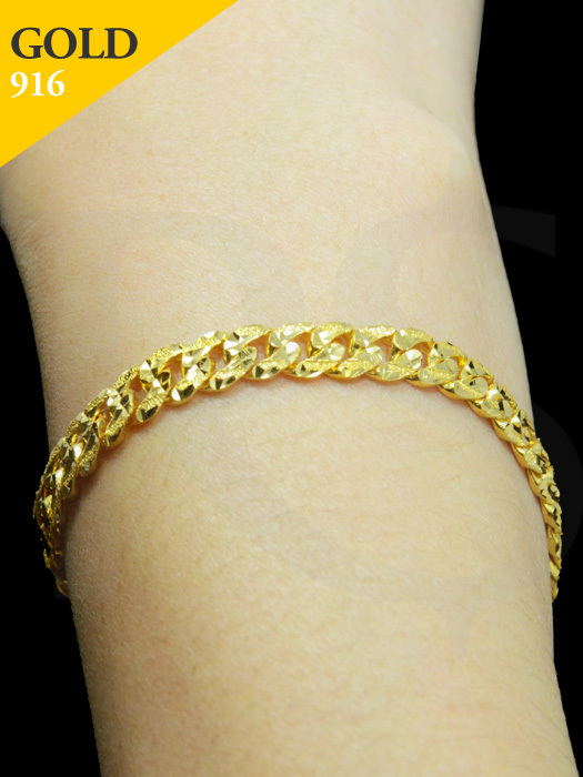 Bracelet Curb Diamond Pattern 916 Gold 15.15 gram