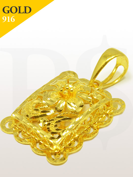 Pendant Square Flower Edge 916 Gold 5.4 gram