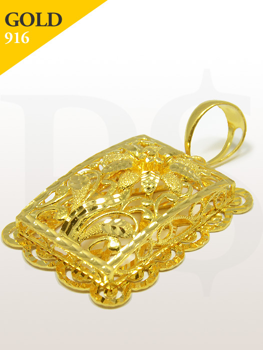 Pendant Square Flower Edge 916 Gold 12.1 gram