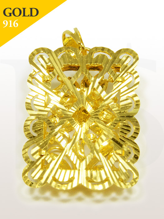 Pendant Square Flower Edge 916 Gold 12.1 gram