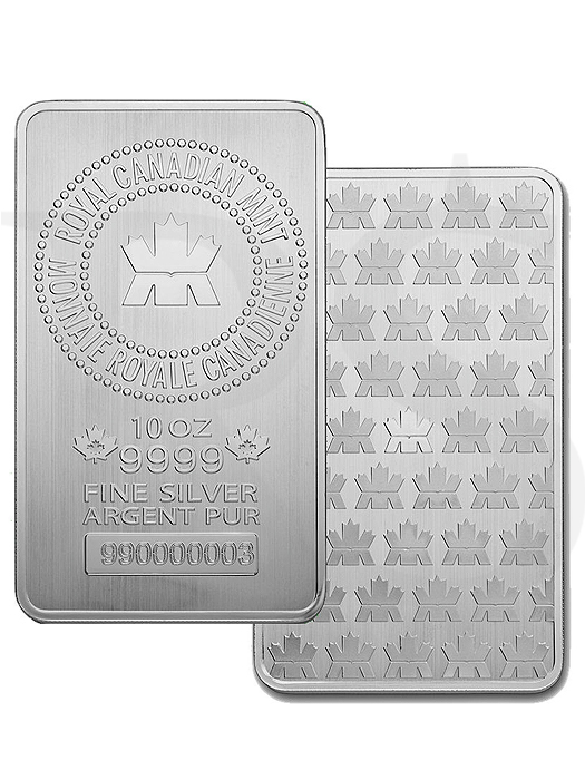 Royal Canadian Mint (RCM) .9999 Pure 10 oz Silver Bar