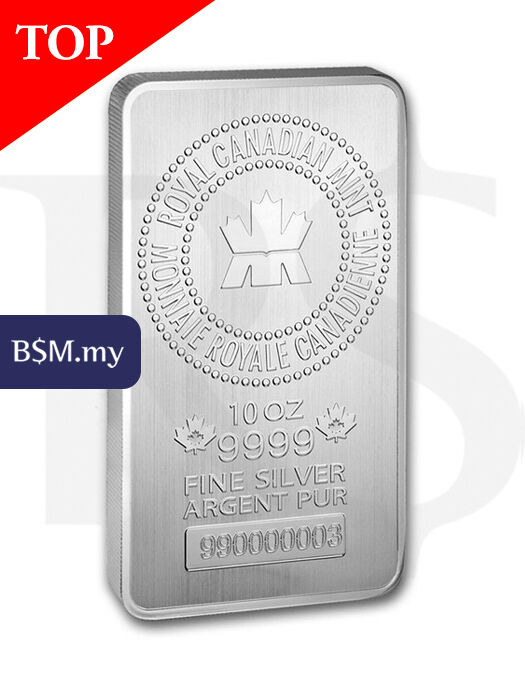 Royal Canadian Mint (RCM) .9999 Pure 10 oz Silver Bar