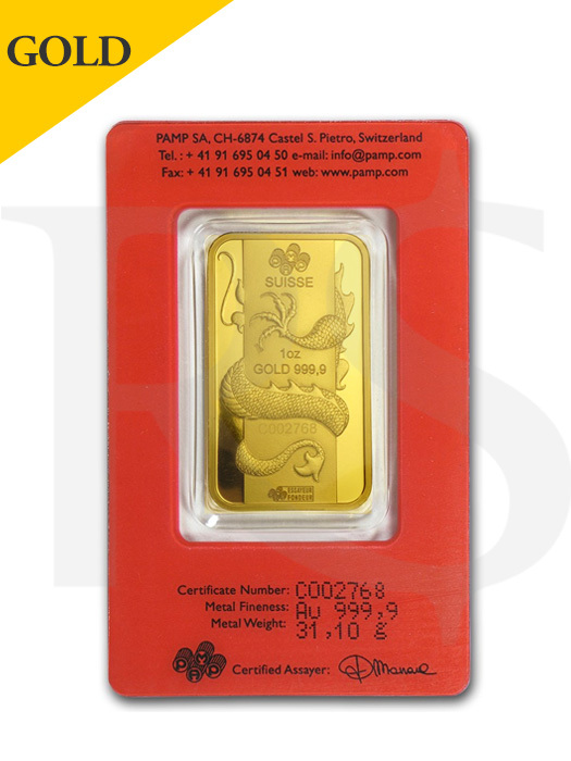 PAMP Suisse Lunar Dragon 1 oz (31.1g) 999 Gold Bar