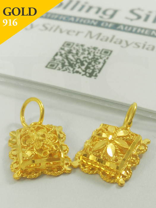 Pendant Square Flower Edge 916 Gold 1.5 gram