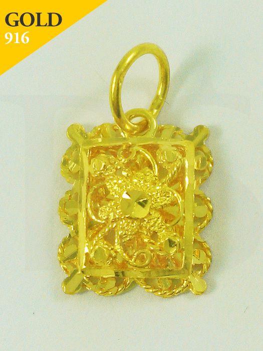 Pendant Square Flower Edge 916 Gold 1.5 gram