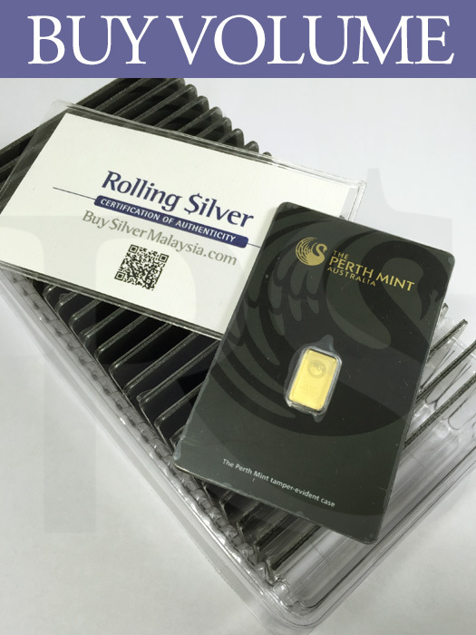 Buy Volume: Box of 25 or more Perth Mint 1 gram 999 Gold Bars