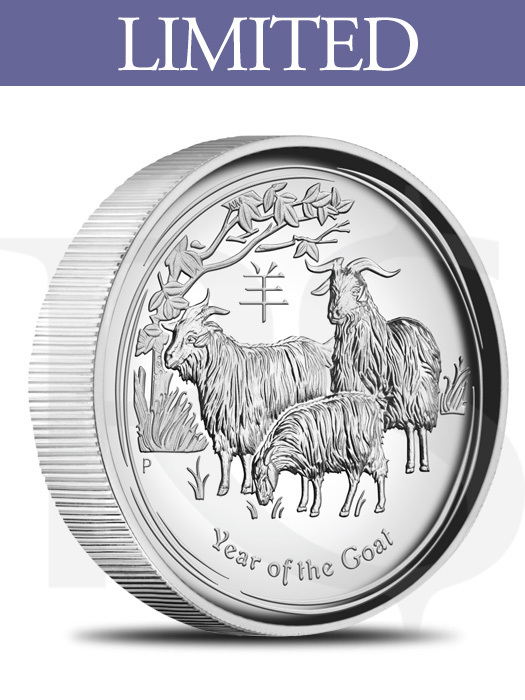 2015 Perth Mint Lunar Goat 1 oz High Relief Silver Proof Coin