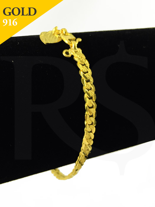 Bracelet Curb Diamond Pattern 916 Gold 7.7 gram