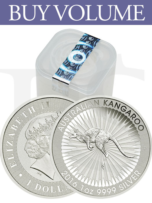 2016 Perth Mint Kangaroo 1 oz Silver Coin (Tube of 25) | Buy