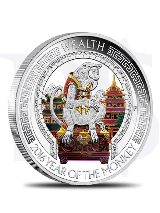 2016 Perth Mint Monkey Wealth / Wisdom 1 oz Silver Proof Coin