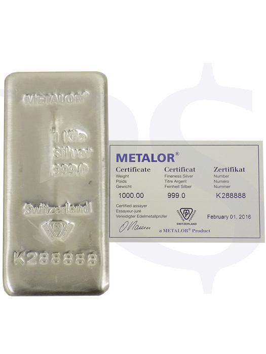 Metalor 999 Kilo Casting Silver Bar