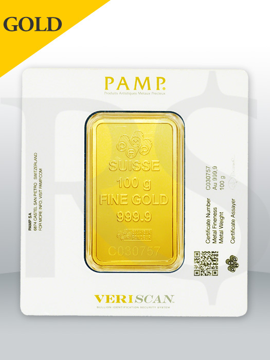 PAMP Suisse Lady Fortuna 100 gram 999 Gold Bar
