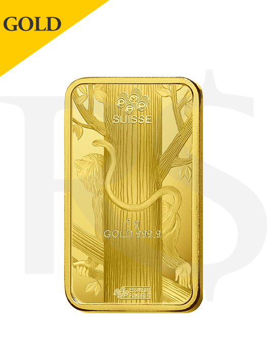 PAMP Suisse Lunar Monkey 1 gram 999.9 Gold Bar (Multigram+8 Design)