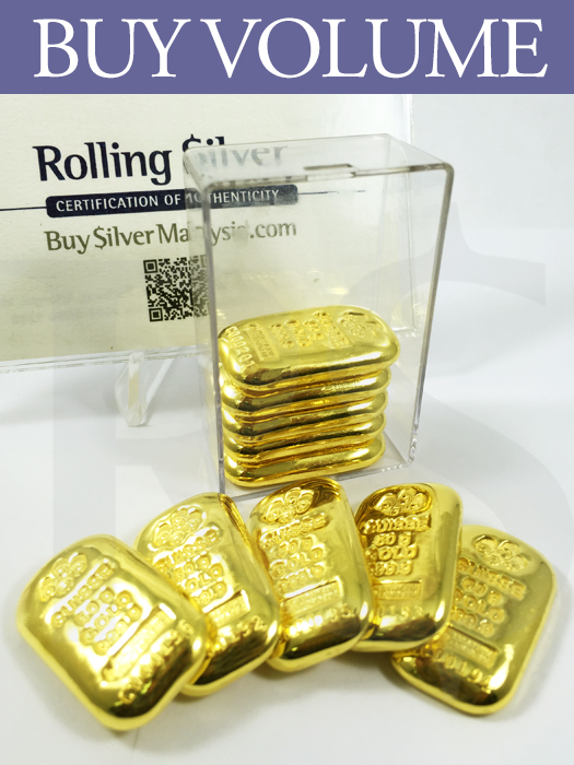 Buy Volume: Box of 10 or more PAMP Suisse 50 gram Casting Gold Bars