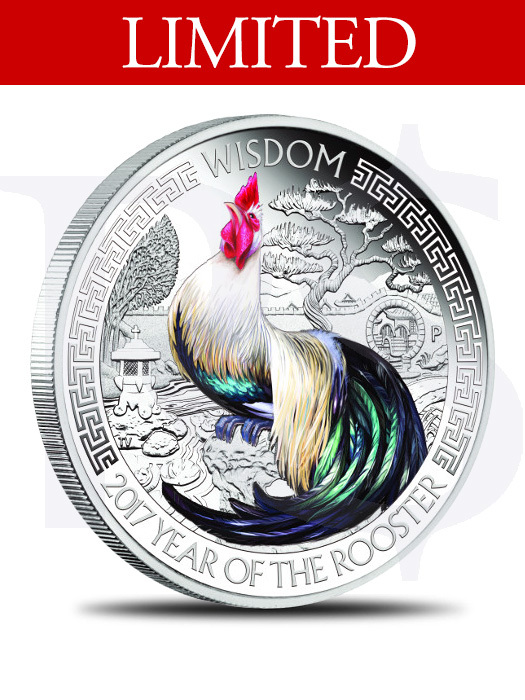 2017 Perth Mint Rooster Wealth / Wisdom 1 oz Silver Proof Coin