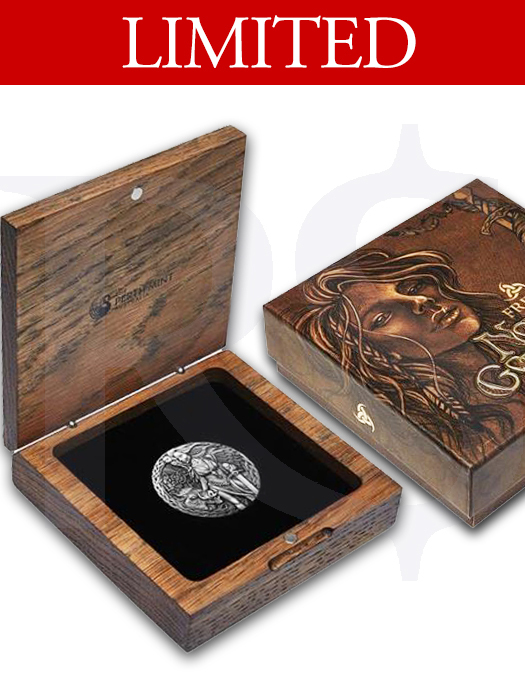 2017 Perth Mint Norse Gods Freya Rimless Antiqued 2 oz Silver Coin