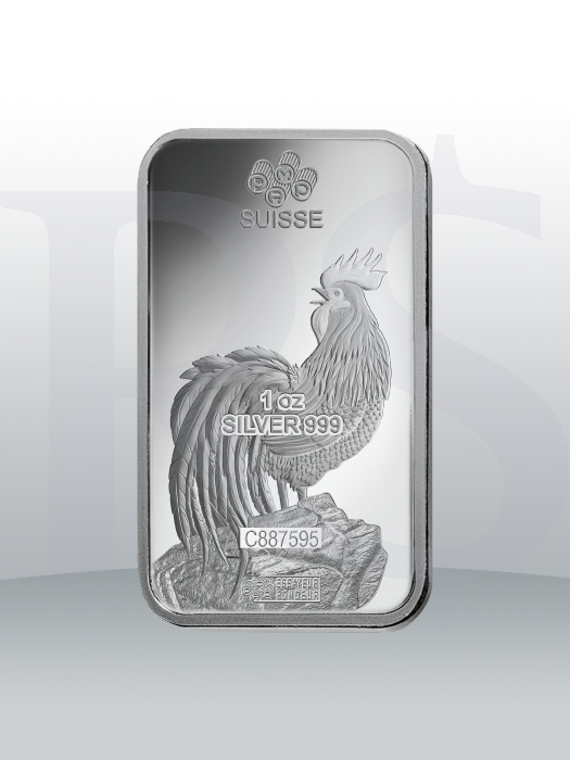 PAMP Suisse Lunar Rooster 1 oz Silver Bar