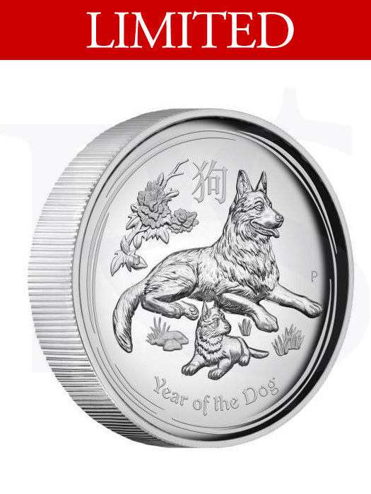 2018 Perth Mint Lunar Dog 1 oz High Relief Silver Proof Coin