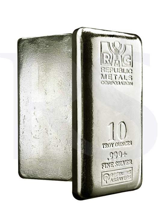 Republic Metals Corporation 10 oz Cast Silver Bar