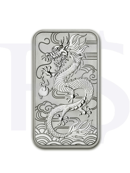 Perth Mint Dragon Rectangular 1 oz 9999 Silver Coin (Tube of 20)