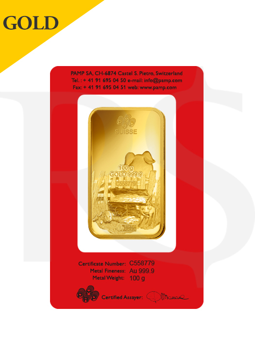 PAMP Suisse Lunar Pig 100 gram Gold Bar