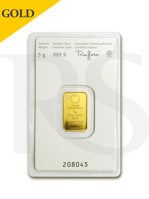 Austrian Mint 5 gram 9999 Gold Bar - KineBar Design