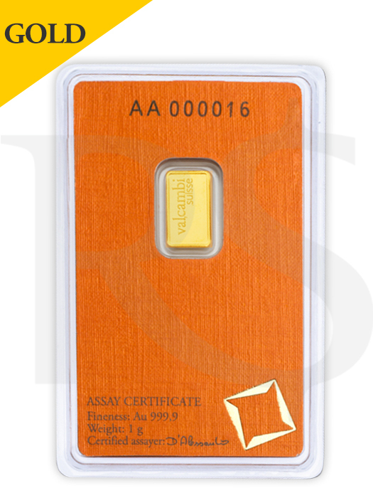 Valcambi Suisse 1 gram 999 Gold Bar