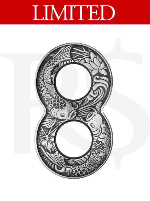 2019 Perth Mint Figure Eight Koi Fish Antiqued 2 oz Silver Proof Coin