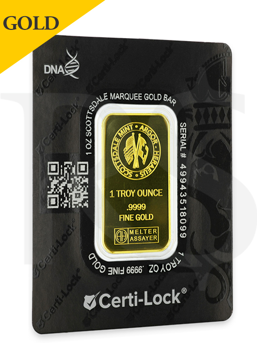 Scottsdale Certi-Lock Marquee 1 oz Gold Bar
