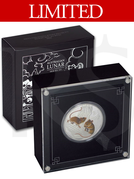 2020 Perth Mint Lunar Mouse 1 oz Silver Coloured Proof Coin
