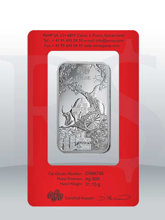 PAMP Suisse Lunar Ox 1 oz Silver Bar