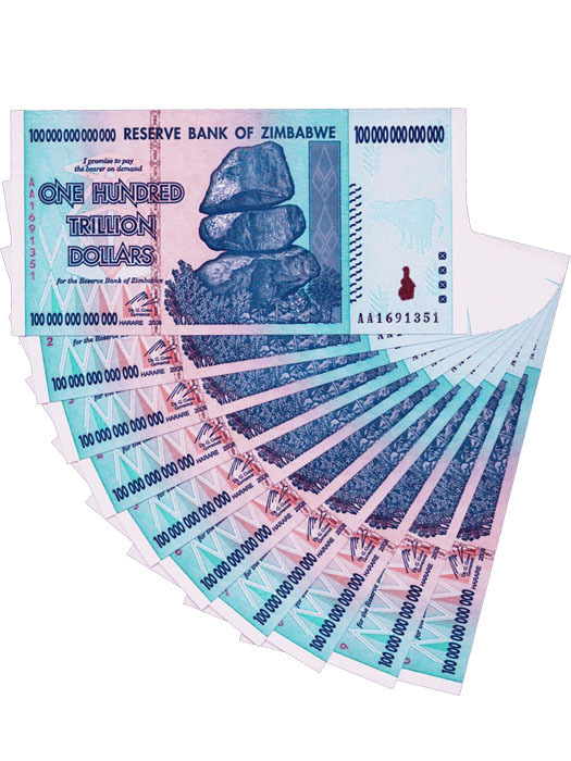 Zimbabwean 100 Trillion Dollar Note