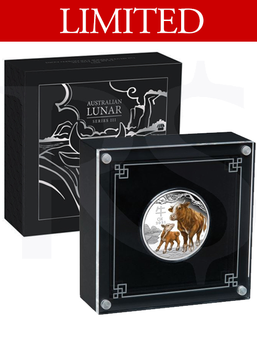 2021 Perth Mint Lunar Ox 1oz Coloured Silver Proof Coin