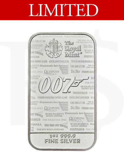 2020 Great Britain 007 James Bond 1 oz Silver Bar