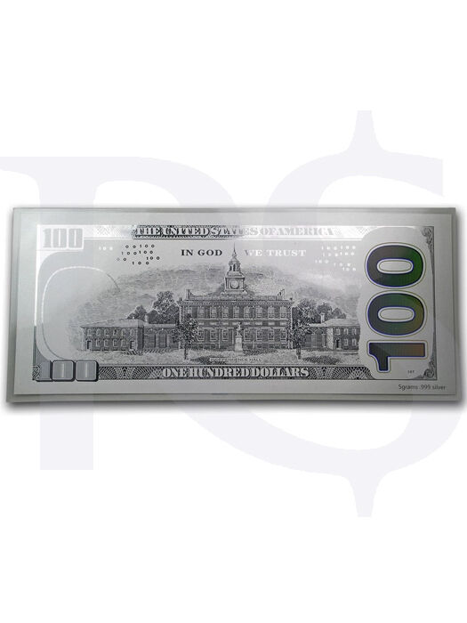 Benjamin Franklin 999 Silver Note 5 gram $100 Replica
