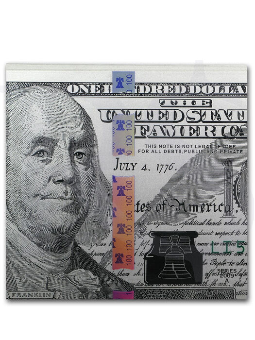 Benjamin Franklin 999 Silver Note 5 gram $100 Replica